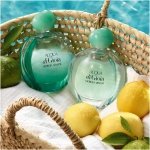 Giorgio Armani Acqua Di Gioia Eau de Parfum, an elegant clear glass bottle with an emerald green cap, featuring fresh notes of lemon, jasmine, and cedarwood.